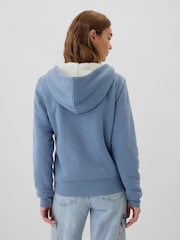 Gap Light Blue Relaxed Logo Sherpa-Lined Zip Hoodie - Image 2 of 4