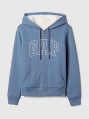 Gap Light Blue Relaxed Logo Sherpa-Lined Zip Hoodie - Image 4 of 4