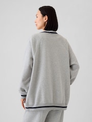 Gap Grey Vintage Long Sleeve Oversized Pocket Varsity Cardigan - Image 2 of 5