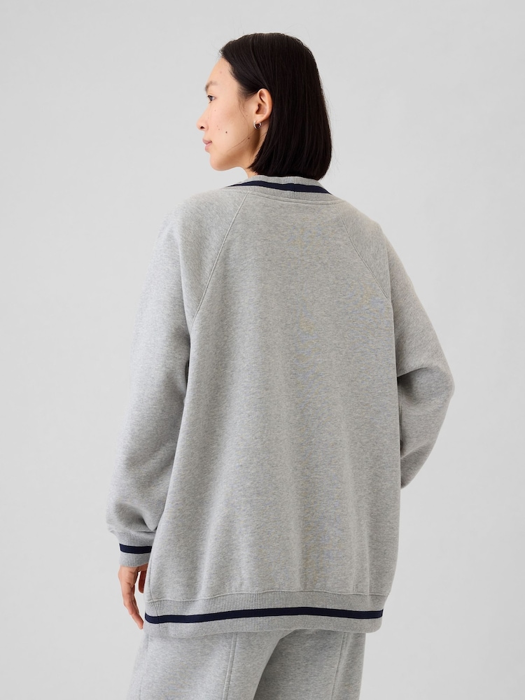 Gap Grey Vintage Long Sleeve Oversized Pocket Varsity Cardigan - Image 2 of 5
