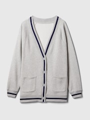 Gap Grey Vintage Long Sleeve Oversized Pocket Varsity Cardigan - Image 5 of 5