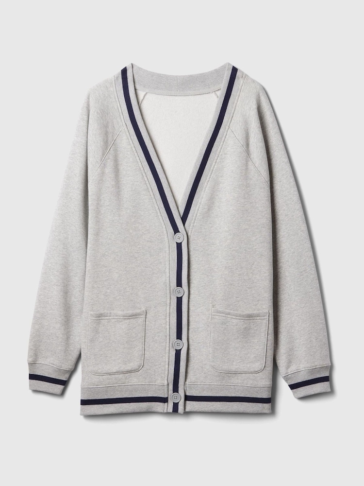 Gap Grey Vintage Long Sleeve Oversized Pocket Varsity Cardigan - Image 5 of 5