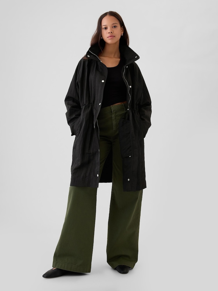 Gap Black Nylon Parka Jacket - Image 1 of 5