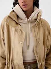 Gap Beige Nylon Parka Jacket - Image 3 of 5