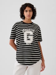 Gap Black Stripe Cotton Logo Short Sleeve Sport T-Shirt - Image 1 of 5