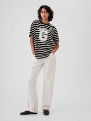 Gap Black Stripe Cotton Logo Short Sleeve Sport T-Shirt - Image 3 of 5