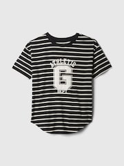 Gap Black Stripe Cotton Logo Short Sleeve Sport T-Shirt - Image 5 of 5