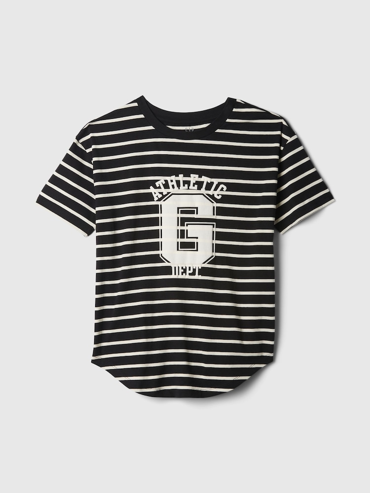 Gap Black Stripe Cotton Logo Short Sleeve Sport T-Shirt - Image 5 of 5