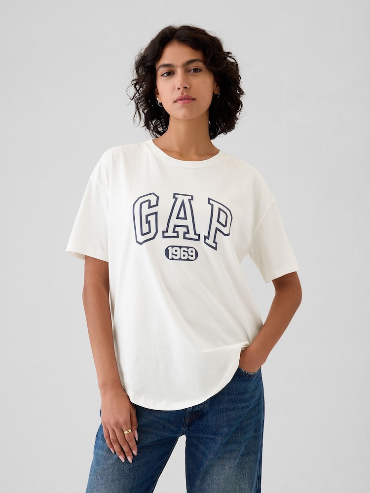 Gap White Cotton Logo Short Sleeve Sport T-Shirt - Image 1 of 5