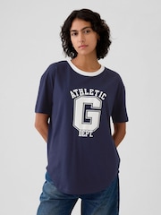 Gap Blue Cotton Logo Short Sleeve Sport T-Shirt - Image 1 of 3