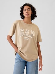 Gap Beige Cotton Logo Short Sleeve Sport T-Shirt - Image 1 of 5