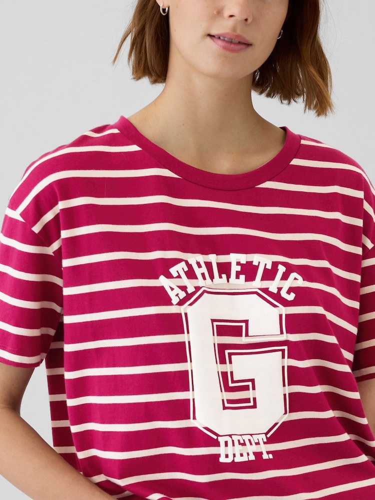 Gap Red Stripe Cotton Logo Short Sleeve Sport T-Shirt - Image 2 of 2
