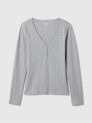 Gap Grey Pointelle Henley Pyjama Top - Image 5 of 5