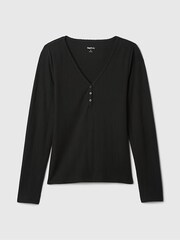 Gap Black Pointelle Henley Pyjama Top - Image 4 of 4
