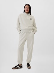 Gap Cream Logo Athletic Quarter Zip Sweatshirt - Image 1 of 4
