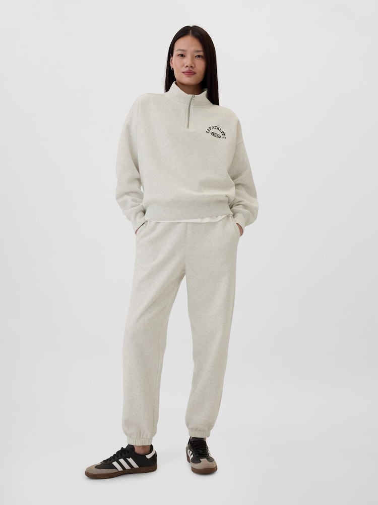 Gap Cream Logo Athletic Quarter Zip Sweatshirt - Image 1 of 4