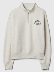 Gap Cream Logo Athletic Quarter Zip Sweatshirt - Image 4 of 4