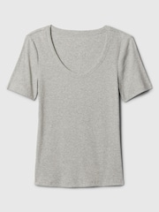 Gap Grey Ribbed Scoop Neck Short Sleeve T-Shirt - Image 5 of 5