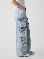 Gap Blue Mid Rise Cargo Baggy Jeans - Image 2 of 4