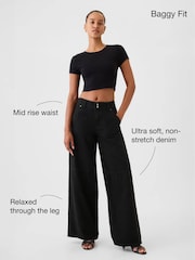 Negro - Vaqueros baggy de tiro medio con diseño ultrasuave de Gap - Imagen 2 de 9