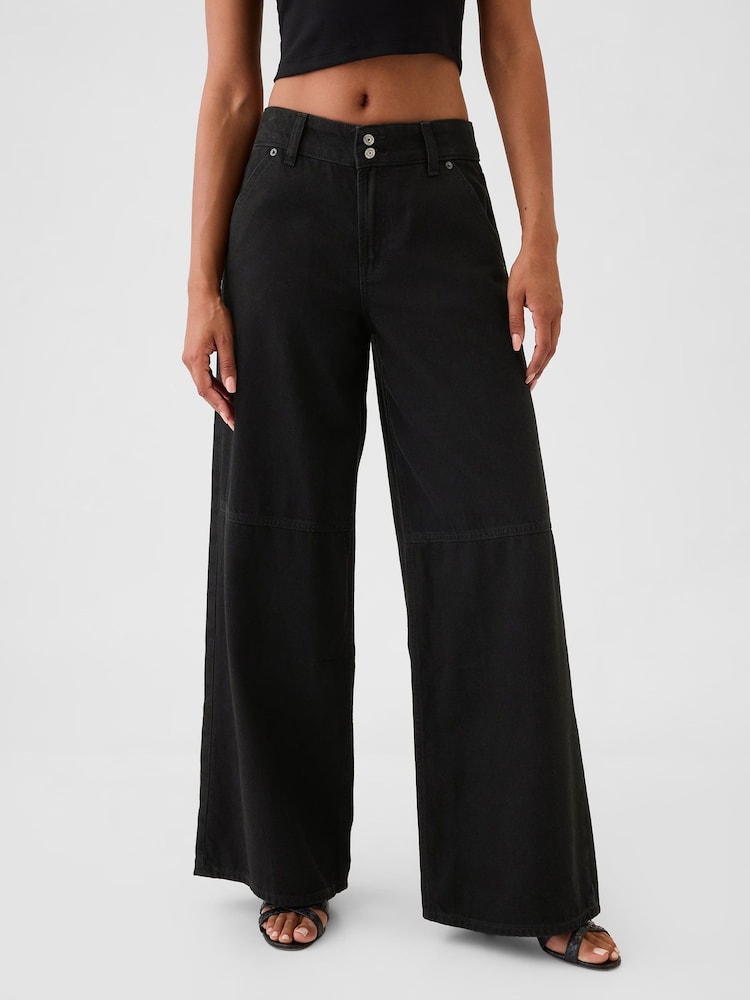 Zwart - Gap UltraSoft baggy jeans met halfhoge taille - Image 3 of 9