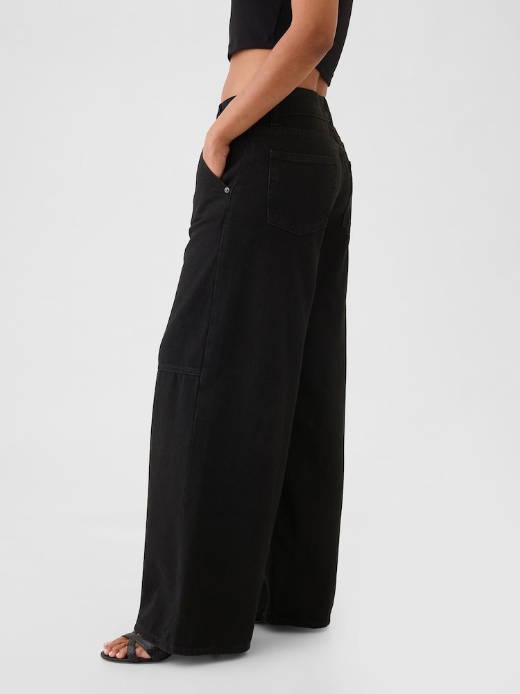 Zwart - Gap UltraSoft baggy jeans met halfhoge taille - Image 6 of 9