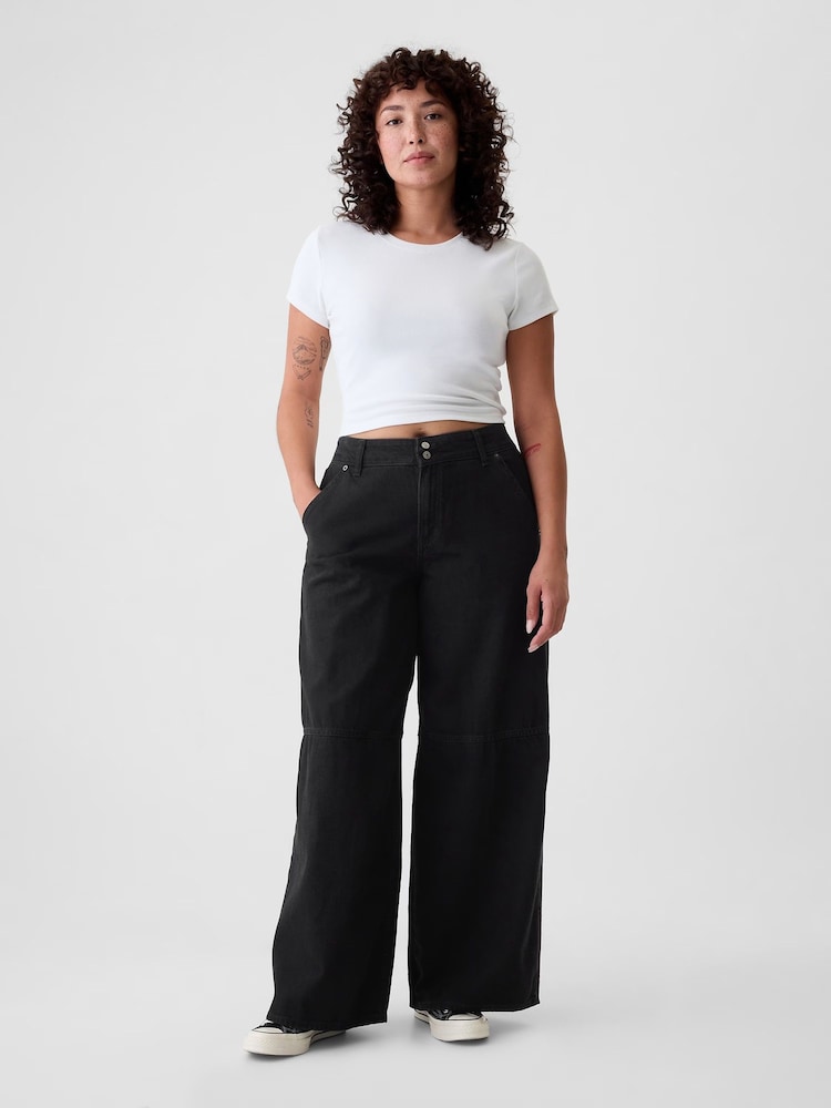 Zwart - Gap UltraSoft baggy jeans met halfhoge taille - Image 7 of 9