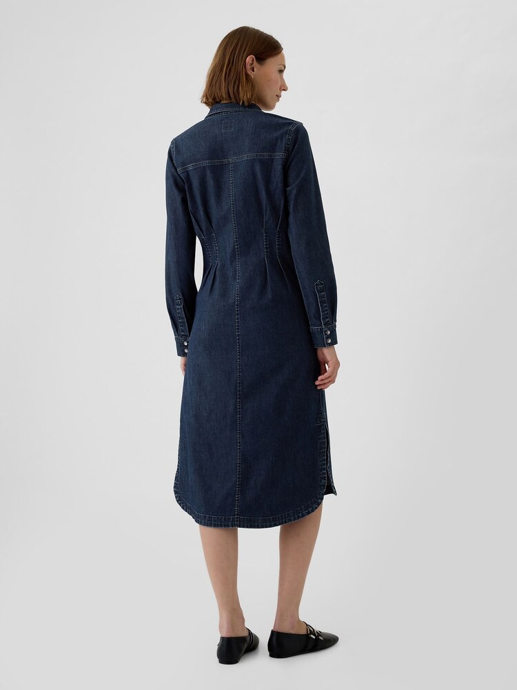 Gap Blue Western Pleated Denim Midi Dress - Image 2 of 5
