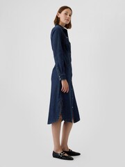 Gap Blue Western Pleated Denim Midi Dress - Image 4 of 5