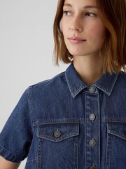 Gap Blue Western Pleated Denim Midi Dress - Image 5 of 5