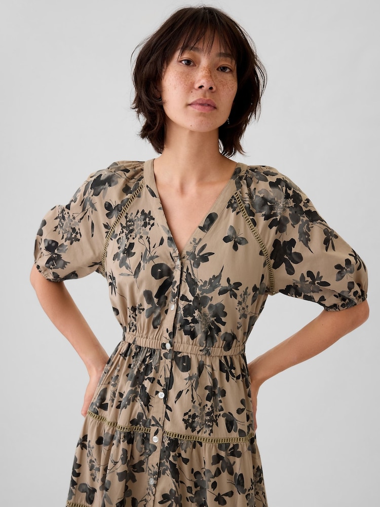 Gap Brown Tiered Midi Dress - Image 4 of 4