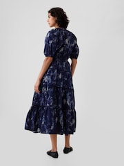 Gap Blue Floral Tiered Midi Dress - Image 2 of 4