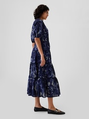 Gap Blue Floral Tiered Midi Dress - Image 3 of 4