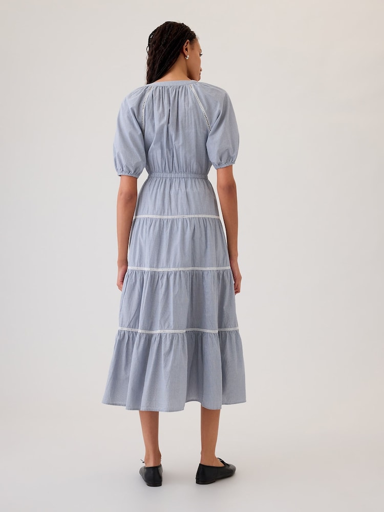 Gap Blue Tiered Midi Dress - Image 2 of 4 Gap Blue Tiered Midi Dress - Image 2 of 4