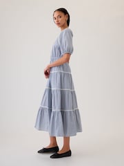 Gap Blue Tiered Midi Dress - Image 3 of 4