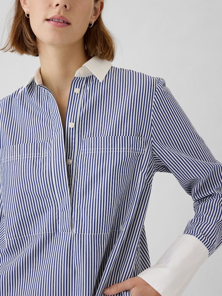 Gap Blue Cotton Mini Shirt Dress - Image 4 of 4