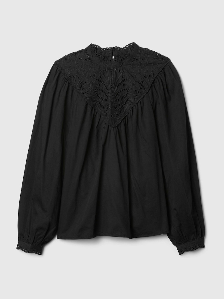 Gap Black Crochet Long Sleeve Top - Image 5 of 5