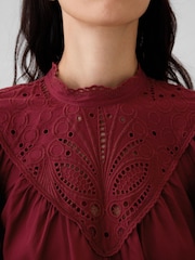 Gap Burgundy Red Crochet Long Sleeve Top - Image 4 of 5