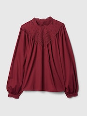 Gap Burgundy Red Crochet Long Sleeve Top - Image 5 of 5