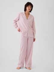 Gap Pink Stripe 100% Cotton Poplin Pyjama Bottoms - Image 1 of 4