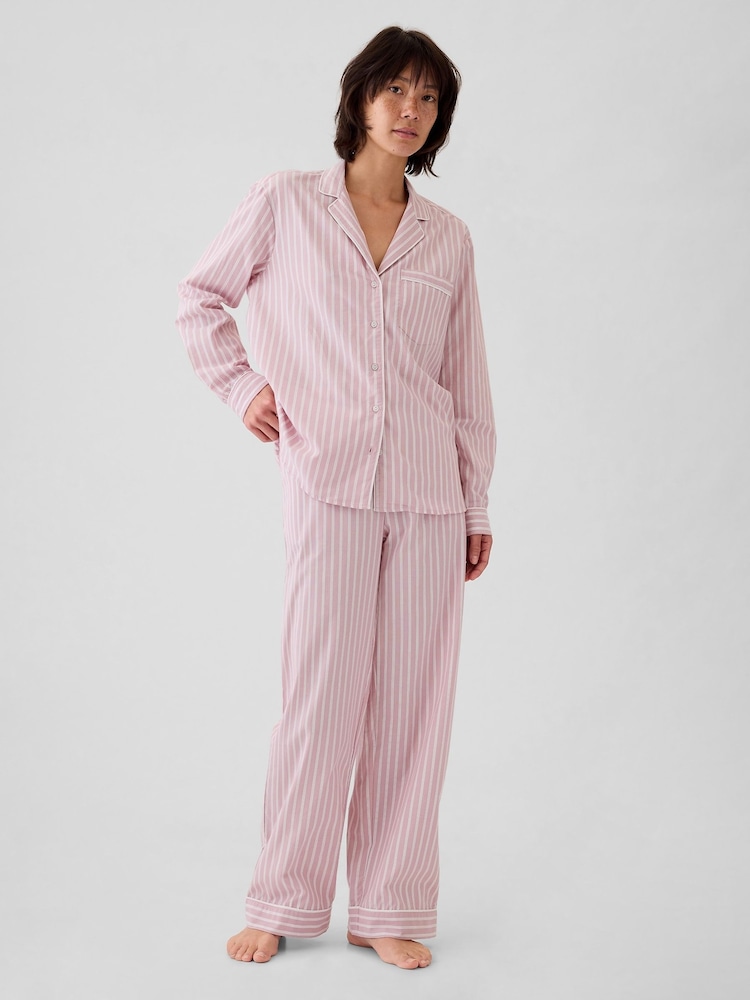 Gap Pink Stripe 100% Cotton Poplin Pyjama Bottoms - Image 1 of 4