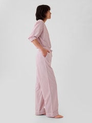 Gap Pink Stripe 100% Cotton Poplin Pyjama Bottoms - Image 3 of 4