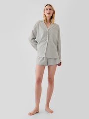 Gap Green Stripe 100% Cotton Poplin Pyjama Top - Image 3 of 5