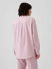 Gap Pink Stripe 100% Cotton Poplin Pyjama Top - Image 2 of 5