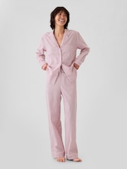 Gap Pink Stripe 100% Cotton Poplin Pyjama Top - Image 3 of 5