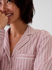 Gap Pink Stripe 100% Cotton Poplin Pyjama Top - Image 4 of 5