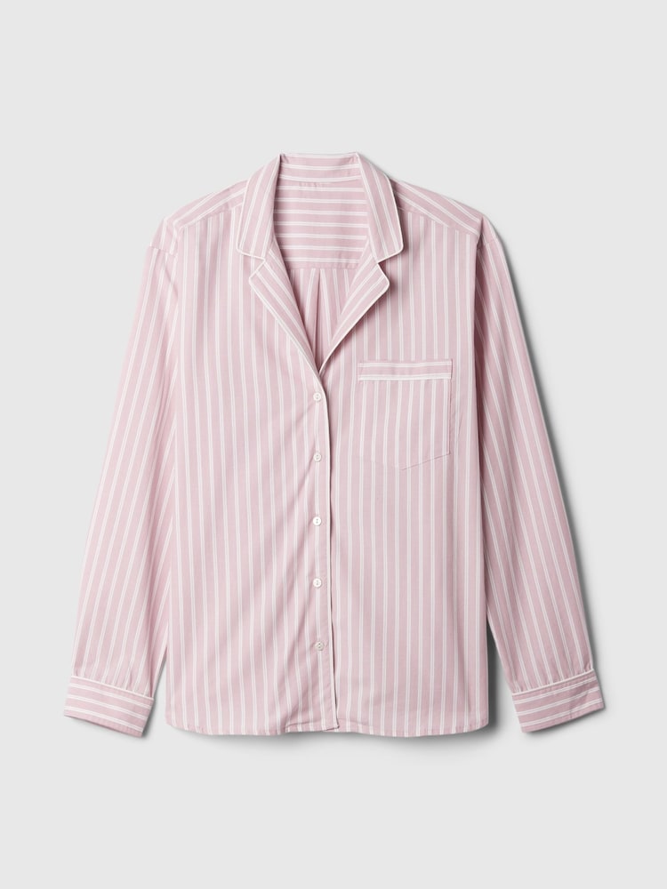 Gap Pink Stripe 100% Cotton Poplin Pyjama Top - Image 5 of 5 Gap Pink Stripe 100% Cotton Poplin Pyjama Top - Image 5 of 5