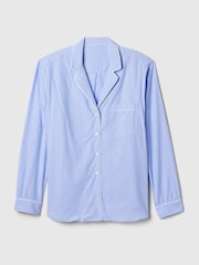 Gap Blue Stripe 100% Cotton Poplin Pyjama Top - Image 4 of 4