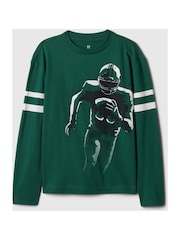 Gap Green Athletic Graphic Crew Neck Long Sleeve T-Shirt (4-13yrs) - Image 1 of 3