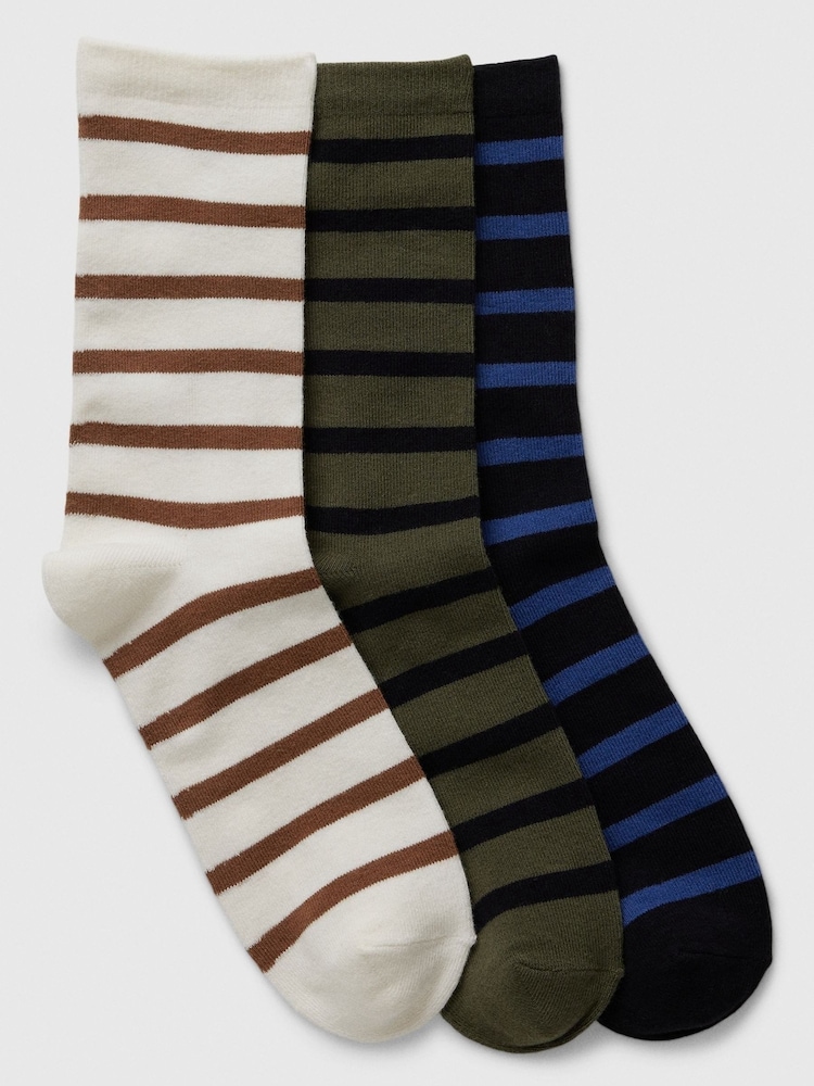 Gap White Stripe Kids 3 Pack Crew Socks - Image 1 of 1